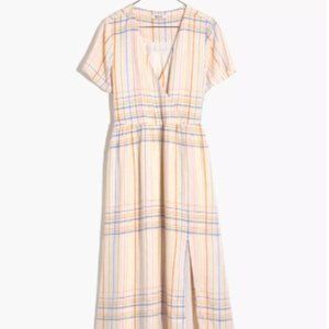 Madewell Plus Linen-Blend Clara Midi Dress Plaid